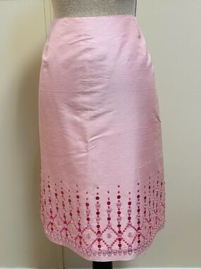 Vintage Rare Oscar de la Renta Silk Pencil Skirt Seqiuns 6P Old Money Luxury